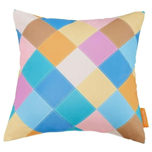 Bowery Hill Modern Polyester Fabric Outdoor Patio Single Pillow in Diamond