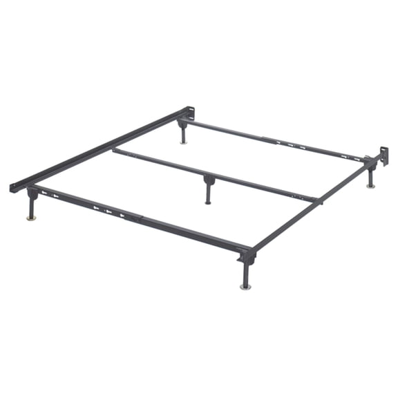 Bowery Hill Modern Queen Metal Bed Frame with Floor Glides in Black