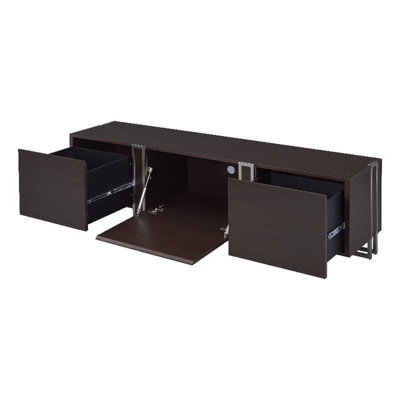 Bowery Hill Modern Rectangular Wood TV Stand with Drop-Down Door in Dark Walnut