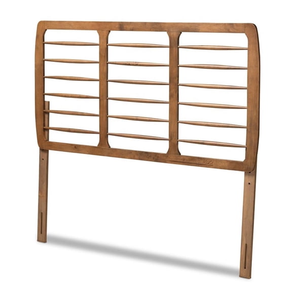 Bowery Hill Rubber Wood Walnut Headboard Rectangular Mid-Century Modern 50"H x 62.7"W x 0.8"D Unassembled