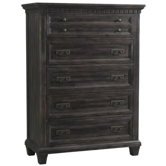 Bowery Hill Modern Solid Wood 6-Drawers Bedroom Chest in Smokey Walnut