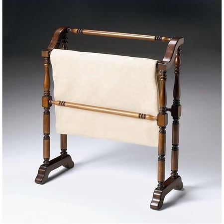 Bowery Hill Modern Solid Wood Blanket Rack in Espresso Finish