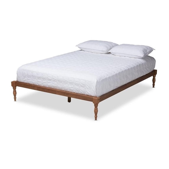 Bowery Hill Solid Wood Walnut Brown Platform Bed Rectangular Unassembled