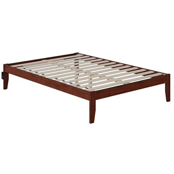 Bowery Hill Modern Solid Wood Full Platform Bed with Turbo Charger in Walnut