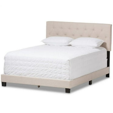 Bowery Hill Modern Tufted Queen Low Profile Bed in Light Beige