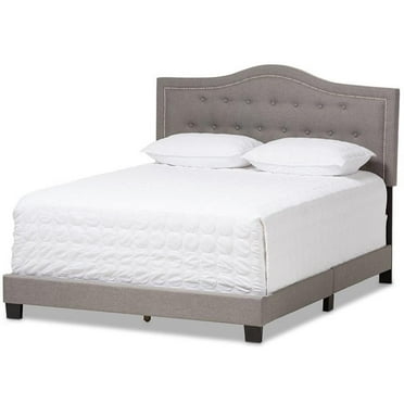 Bowery Hill Modern Tufted Queen Low Profile Bed in Light Gray