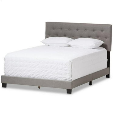 Bowery Hill Modern Tufted Queen Low Profile Bed in Light Gray