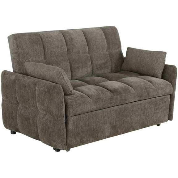 Bowery Hill Modern Tufted Sleeper Sofa Bed in Brown