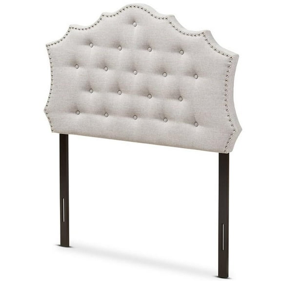 Bowery Hill Modern Tufted Twin Panel Headboard in Grayish Beige