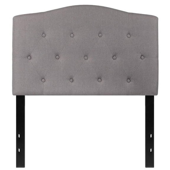 Bowery Hill Modern Tufted Twin Panel Headboard in Light Gray