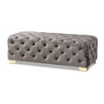 thumbnail image 1 of Bowery Hill Modern Tufted Velvet Ottoman in Gray and Gold, 1 of 8