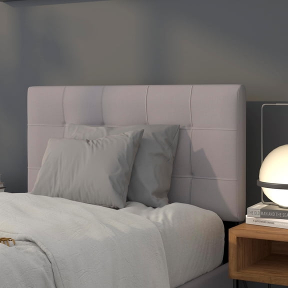 Bowery Hill Modern Twin Fabric Panel Headboard in Light Gray