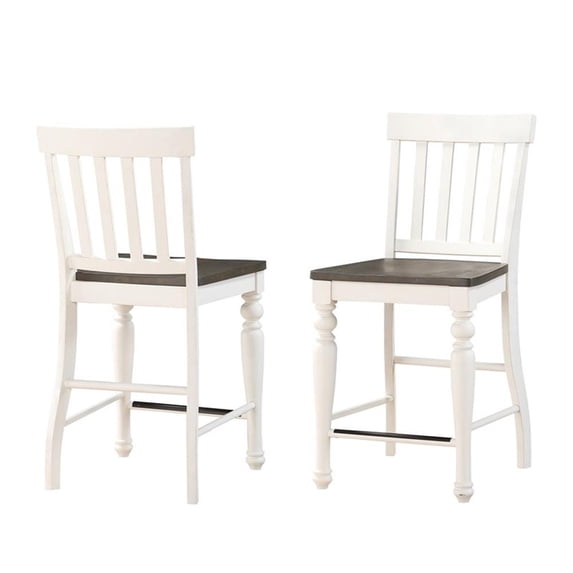 Bowery Hill Modern Two-tone Ivory and Dark Oak Counter Chair (Set of 2)