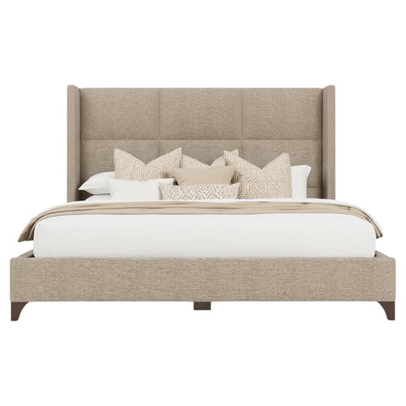 Bowery Hill Modern Upholstered King Bed in Tan Performance Fabric