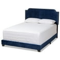 thumbnail image 1 of Bowery Hill Modern Upholstered Velvet Nailhead Full Bed in Navy Blue, 1 of 8