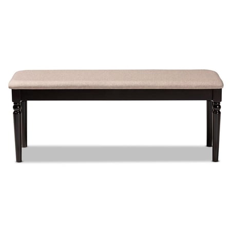 Bowery Hill Modern Upholstered and Brown Finished Wood Dining Bench