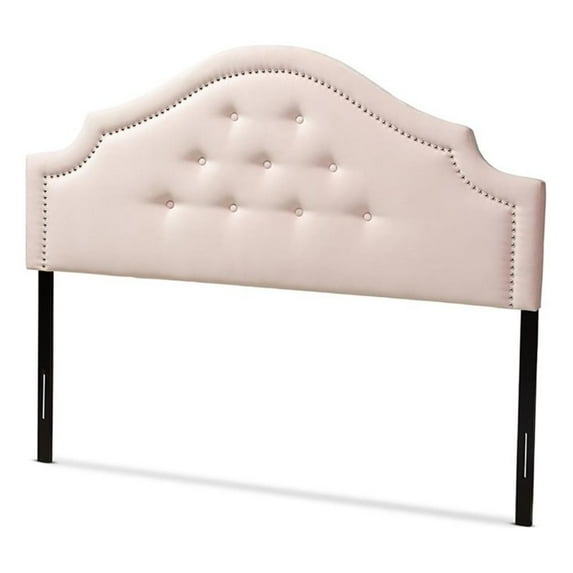 Bowery Hill Modern Velvet Tufted and Full Headboard in Light Pink
