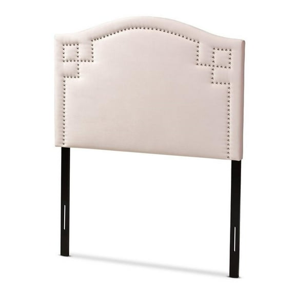 Bowery Hill Modern Velvet and Wood Twin Headboard in Light Pink