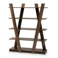 thumbnail image 1 of Bowery Hill Modern Walnut Brown Finished 5-Tier Wood Geometric Display Shelf, 1 of 8