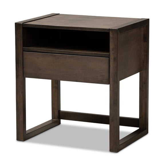 Bowery Hill Modern Wood 1-Drawer Wood Nightstand in Ash Brown