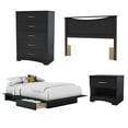 thumbnail image 1 of Bowery Hill Laminated Particleboard Pure Black 4 Piece Full Bedroom Set Requires Assembly, 1 of 6