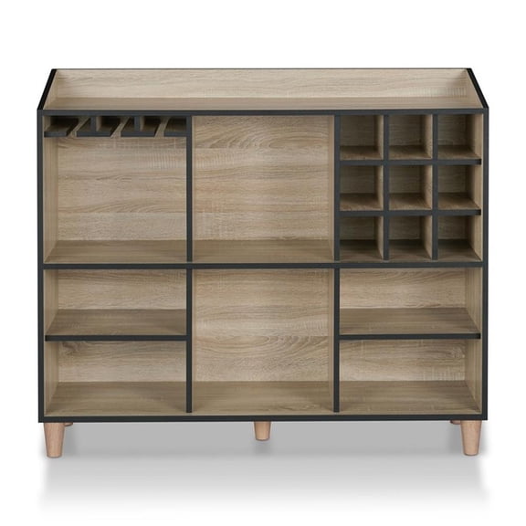 Bowery Hill Modern Wood 8-Shelf Buffet in Natural Oak Finish