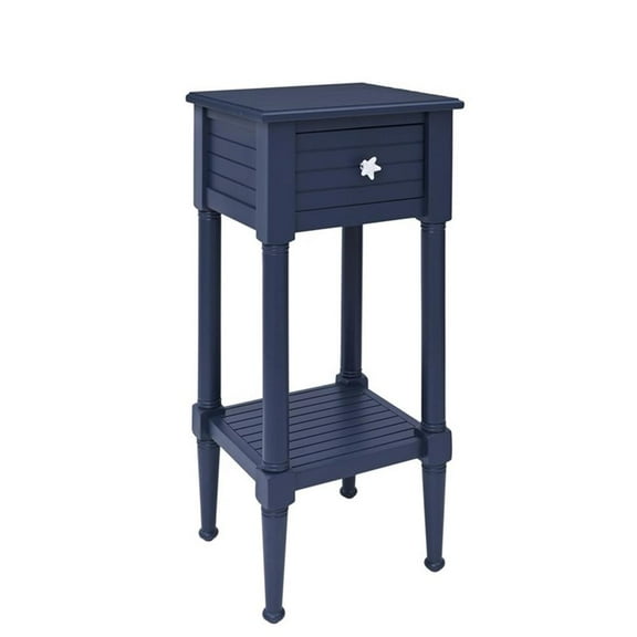 Bowery Hill Modern Wood Accent Starfish Coastal Side Table in Navy