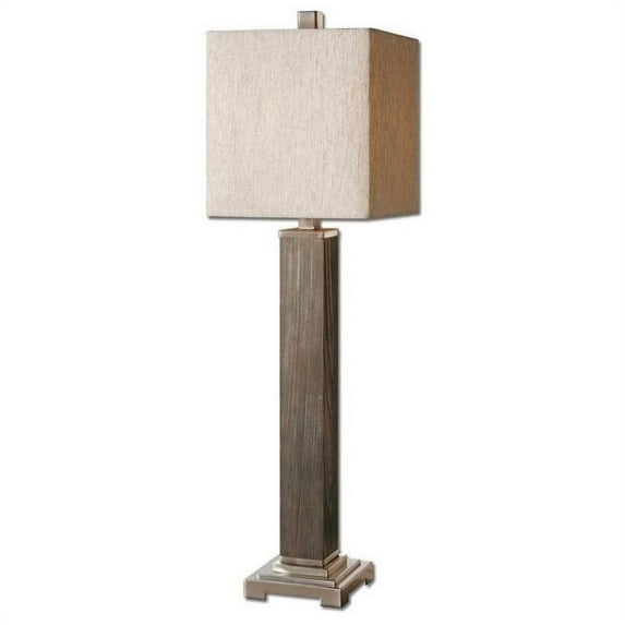 Bowery Hill Modern Wood Buffet Lamp with Plated Brushed Nickel