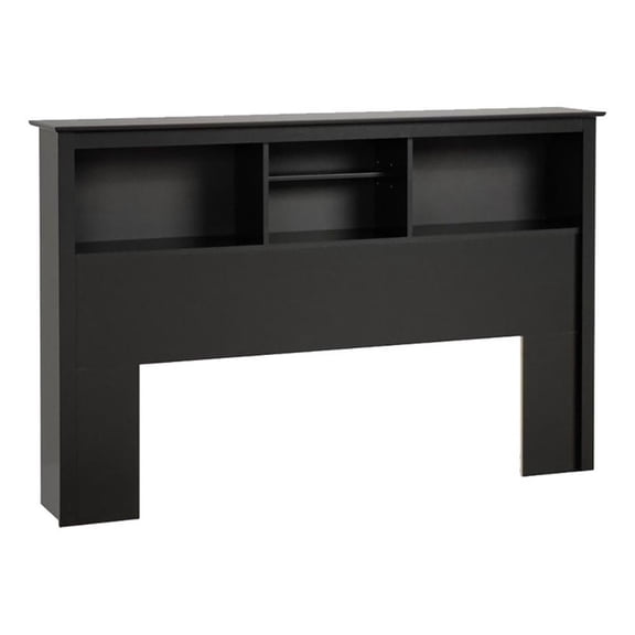 Bowery Hill Modern Wood Full Queen Bookcase Headboard in Black