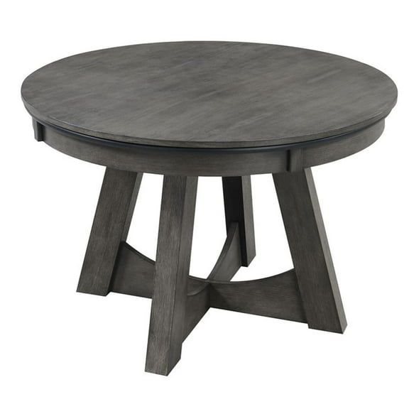 Bowery Hill Modern Wood Gray Finish Round Game Table with Inset Cup Holders