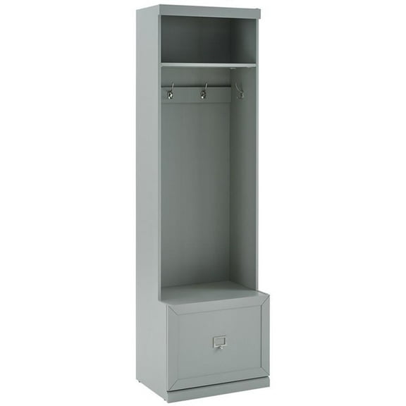 Bowery Hill Modern Wood Hall Tree with Drawer in Gray/Chrome