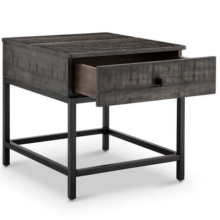 Bowery Hill Modern Wood Rectangular End Table in Brown Finish