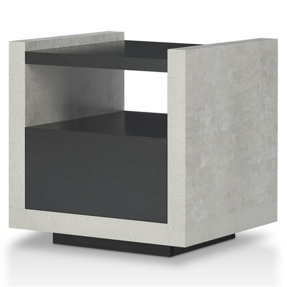 Bowery Hill Modern Wood Storage End Table in Black