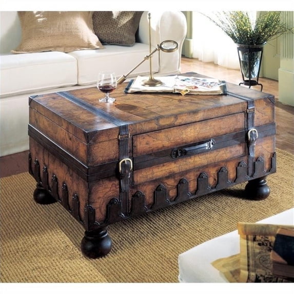 Bowery Hill Modern Wood Top Brown Finish Wood Trunk Coffee Table