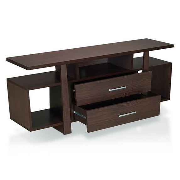 Bowery Hill Modern Wooden 59-Inch TV Stand in Espresso Finish