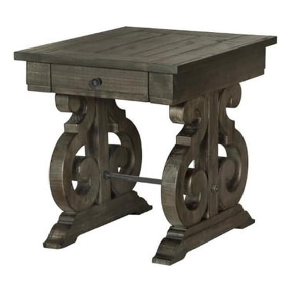 Bowery Hill Modern styled Wood End Table in Peppercorn Pine Finish