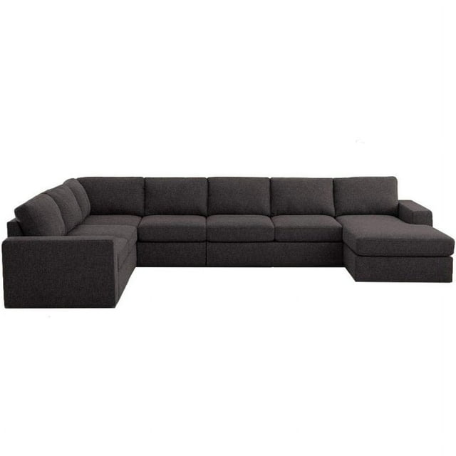 Bowery Hill Modular Sectional Sofa with Reversible Chaise in Dark Gray