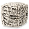 thumbnail image 1 of Bowery Hill Moroccan Inspired Ivory and Black Wool Blend Pouf Ottoman, 1 of 6