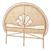 Bowery Hill Natural Brown Rattan Queen Size Standalone Headboard