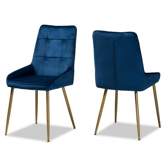 Bowery Hill Navy Blue and Gold Finished Metal 2-Piece Dining Chair Set
