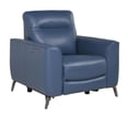 thumbnail image 1 of Bowery Hill Ocean Blue Top Grain Leather Power Reclining Chair, 1 of 12