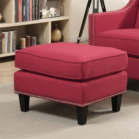 Bowery Hill Ottoman in Berry Red