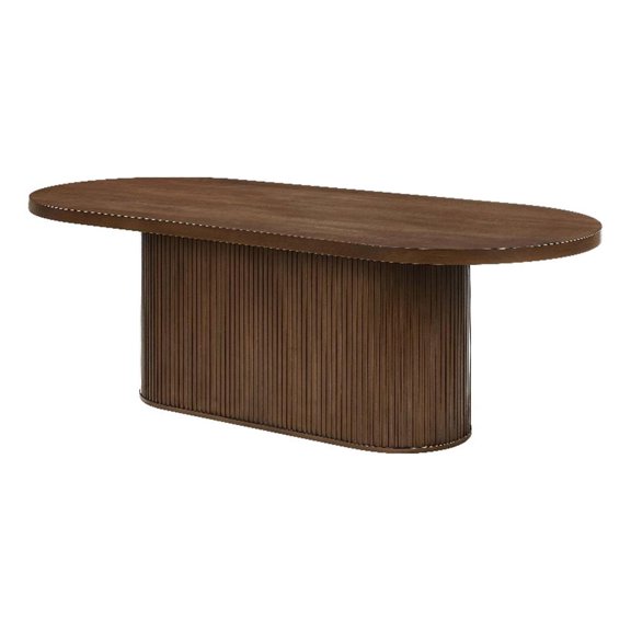 Bowery Hill Oval Oak Dining Table with Vertical Pattern Design