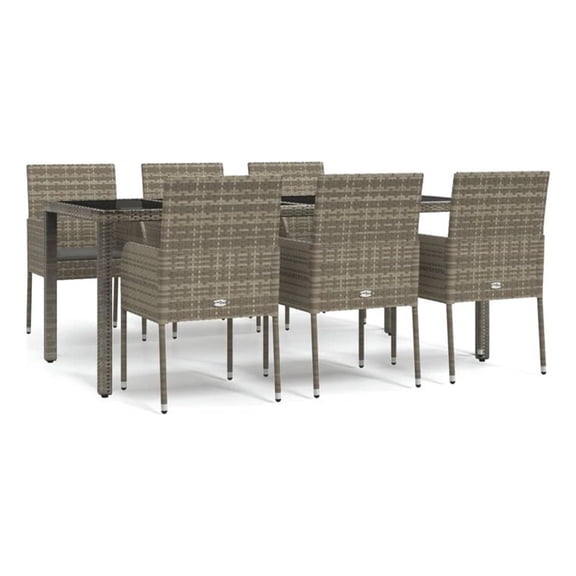 Bowery Hill PE Rattan 7 Piece Set Modular Garden Dining Set in Gray