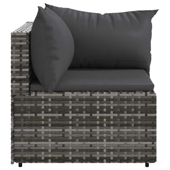 Bowery Hill PE Rattan Medium Adjustable Feet Patio Corner Sofa in Gray