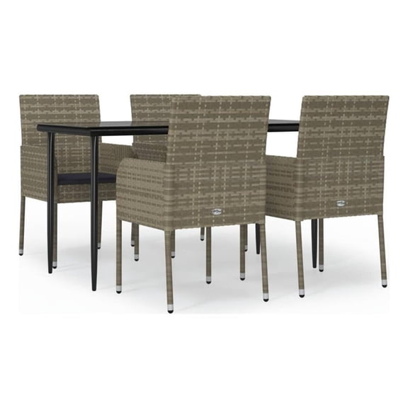 Bowery Hill PE Rattan Medium Modular Garden Dining Set in Black/Gray
