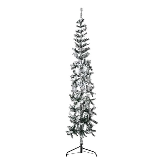 Bowery Hill PVC Steel Artificial Half Christmas Tree in Green and white