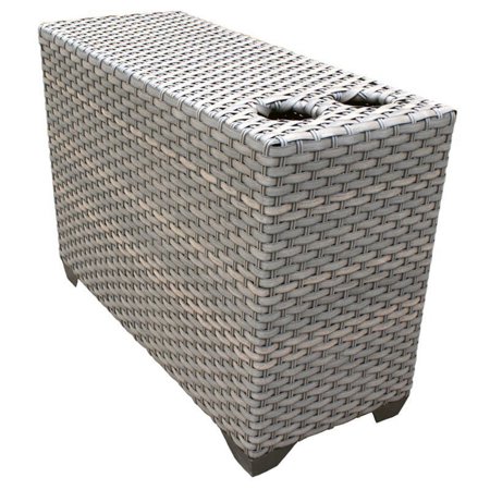 Bowery Hill Patio Wicker End Table in Gray Stone