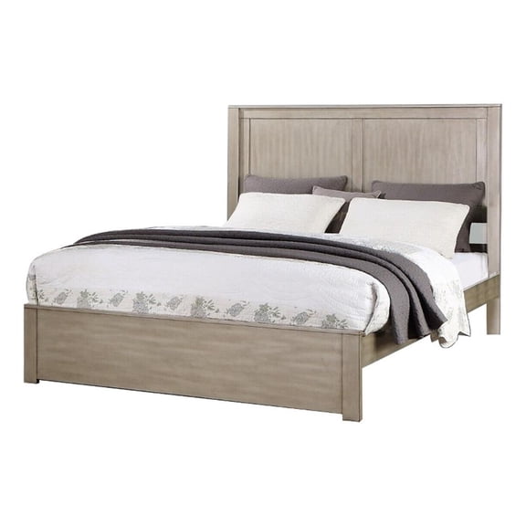 Bowery Hill Platform Queen Size Bed with Panel Design in Light Tan