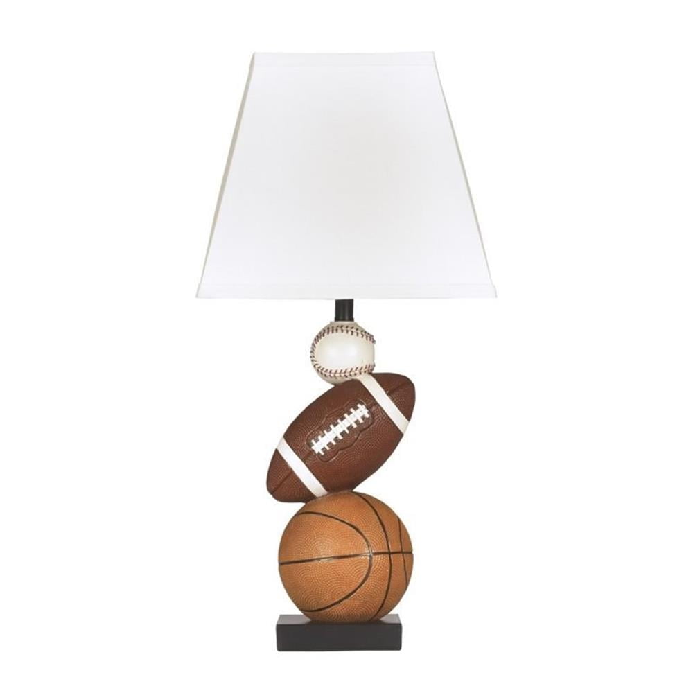 Sports Enthusiast Brown and Orange Table Lamp with White Shade